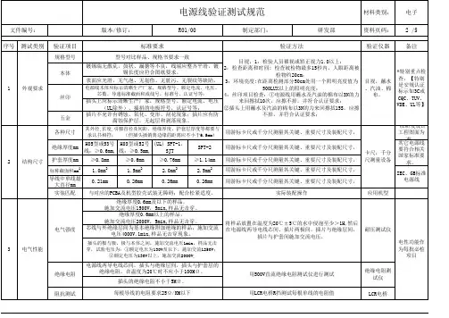 电源线材验证测试规范
