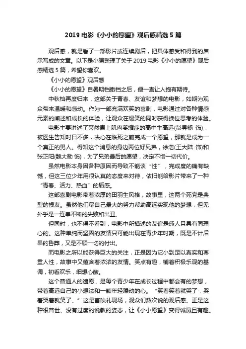 2019电影《小小的愿望》观后感精选5篇