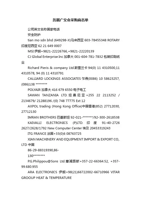 历届广交会采购商名单