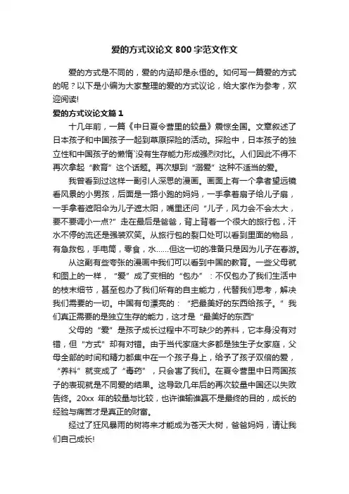 爱的方式议论文800字范文作文