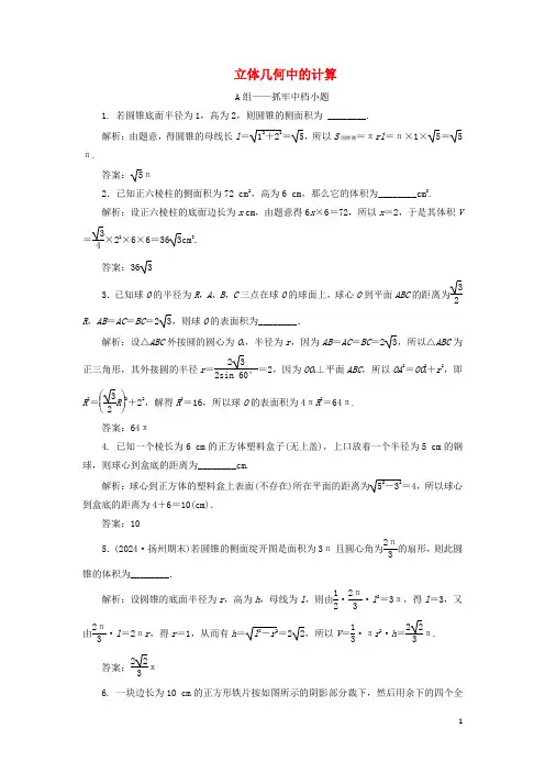 江苏省2024高考数学二轮复习专题二立体几何2