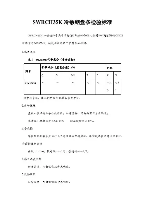 SWRCH35K冷镦钢检验标准