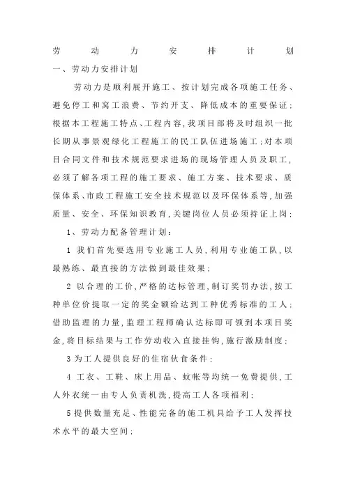 劳动力安排计划