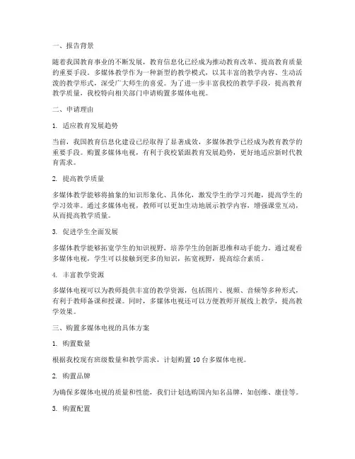 小学多媒体电视申请报告