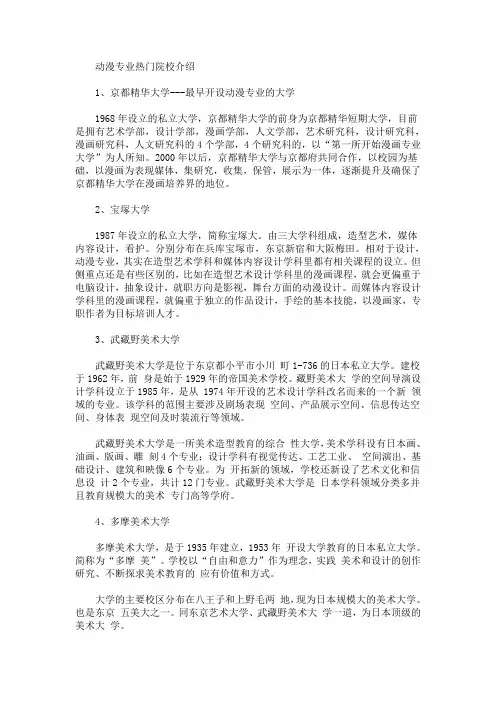 最新日本动漫专业热门院校有哪些