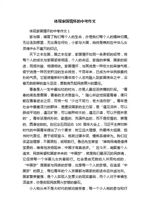 体现家国情怀的中考作文