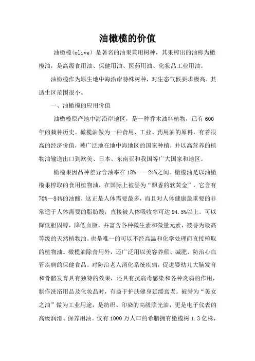 油橄榄的价值