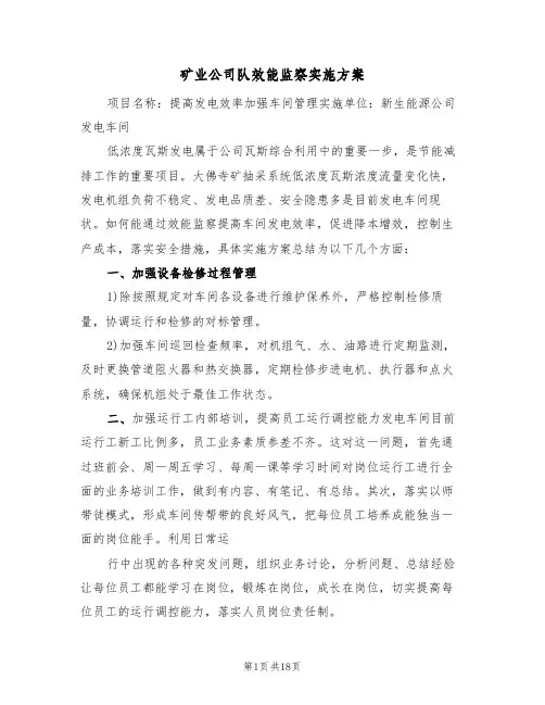 矿业公司队效能监察实施方案（5篇）