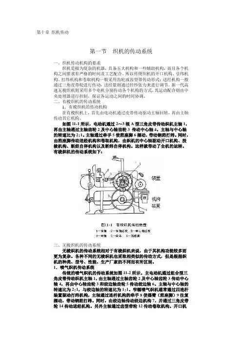 第十章  织机传动第一节织机的传动系统