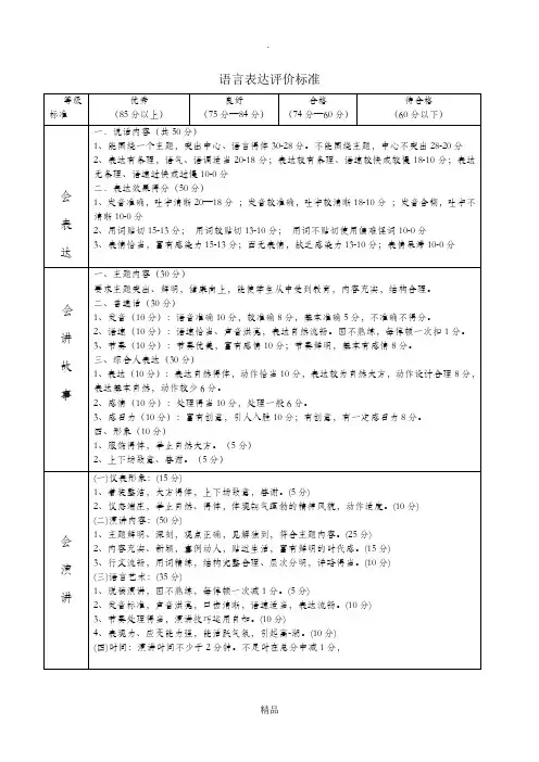 语言表达评价评价标准