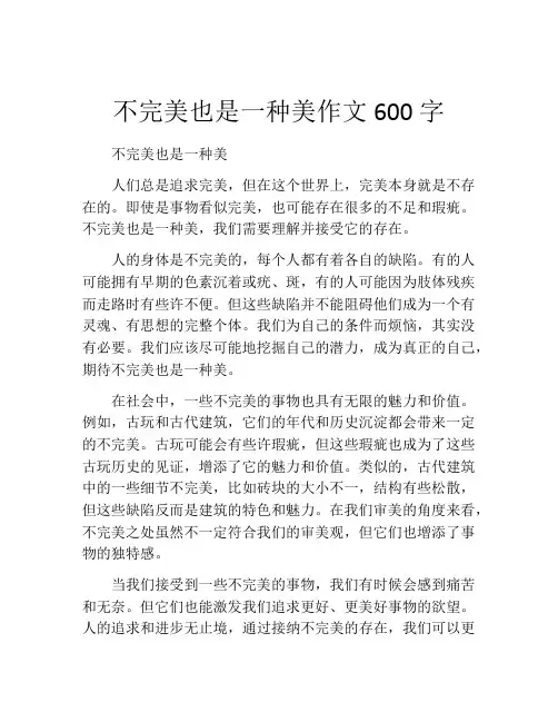 不完美也是一种美作文600字