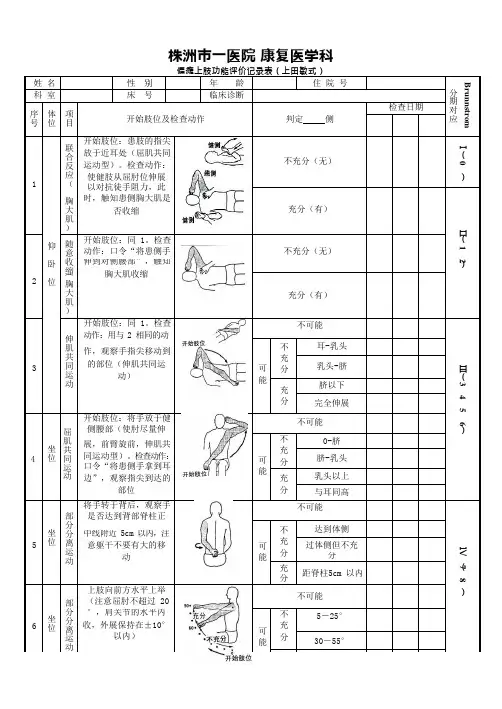 上田敏-上肢功能评定表(可编辑修改word版)