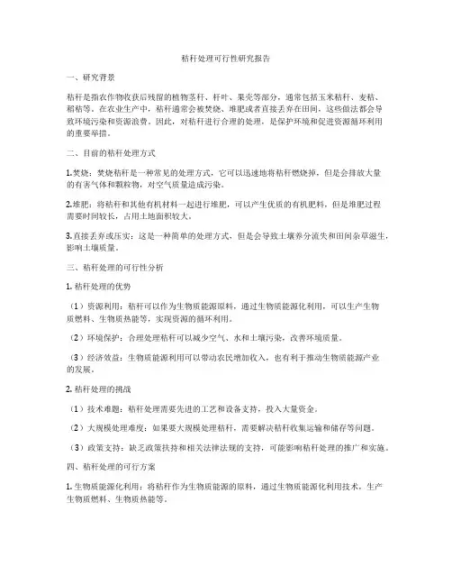 秸秆处理可行性研究报告