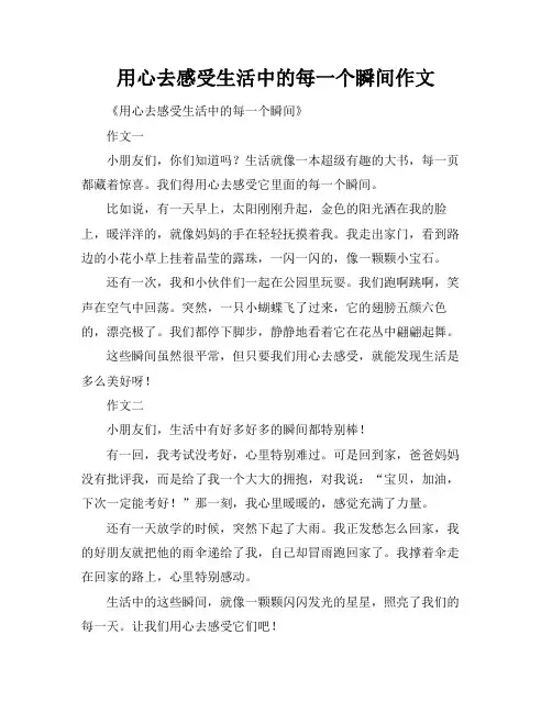 用心去感受生活中的每一个瞬间作文