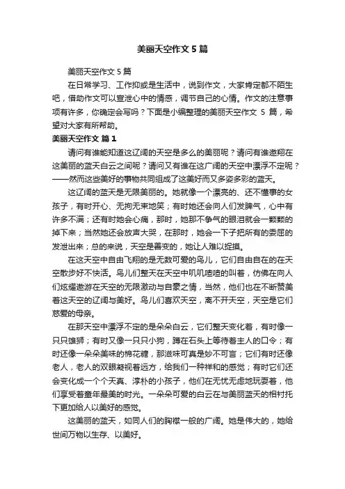 美丽天空作文5篇