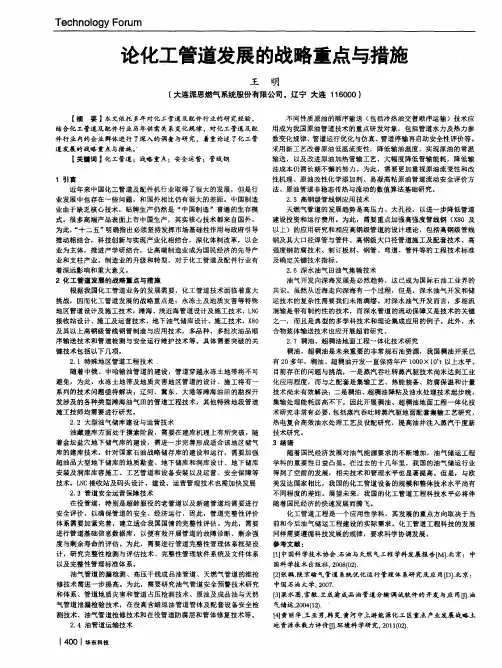 论化工管道发展的战略重点与措施