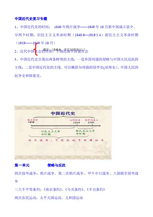 2019届中考历史总复习：中国近代史复习专题提纲