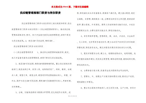 供应链管理部部门职责与岗位职责