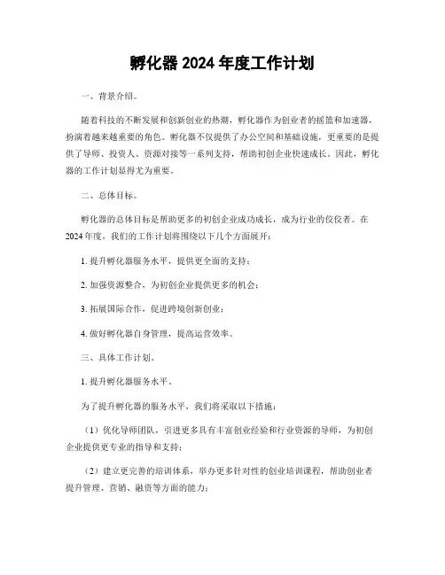孵化器2024年度工作计划