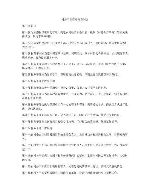 村务干部管理规章制度