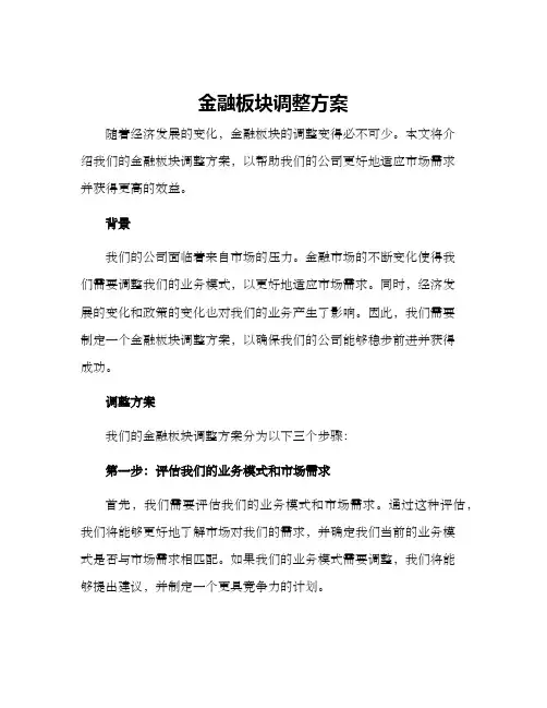 金融板块调整方案