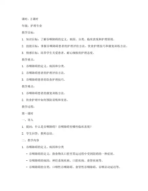 吞咽障碍护理教案模板范文