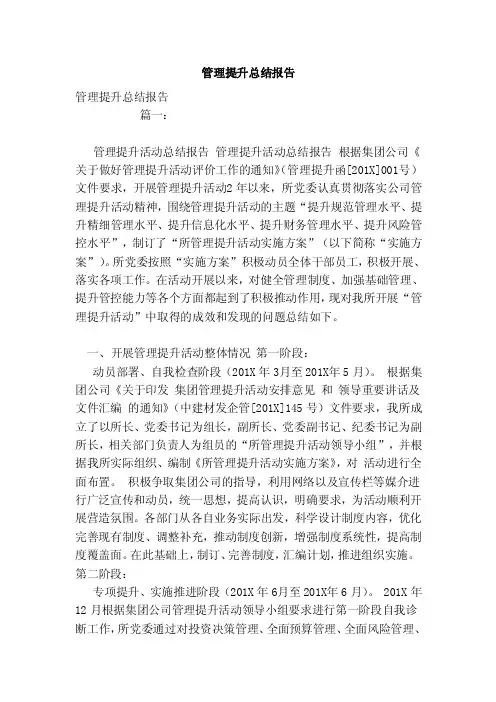管理提升总结报告（范本）