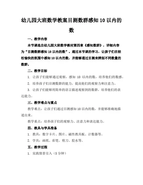 幼儿园大班数学教案目测数群感知10以内的数