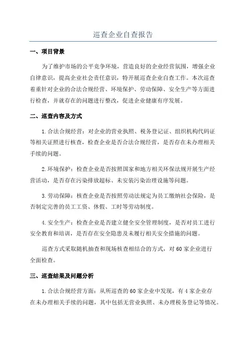 巡查企业自查报告