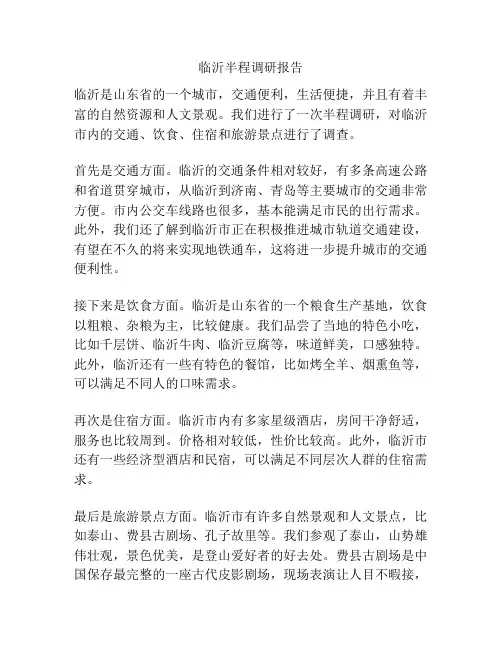 临沂半程调研报告