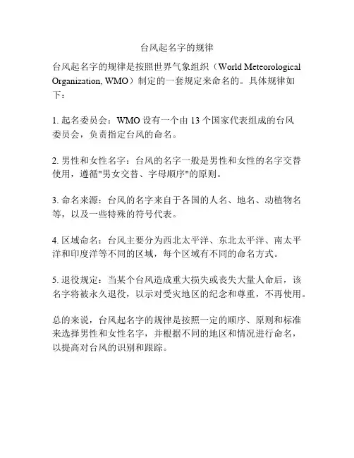 台风起名字的规律