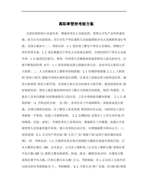 离职率管控考核方案