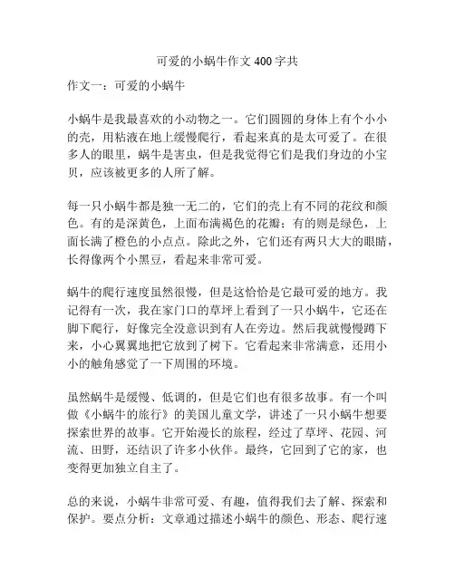 可爱的小蜗牛作文400字共