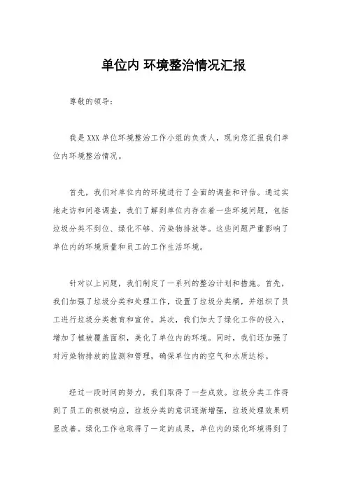 单位内 环境整治情况汇报
