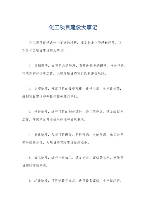 化工项目建设大事记