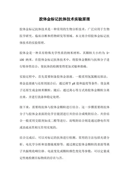胶体金标记抗体技术实验原理