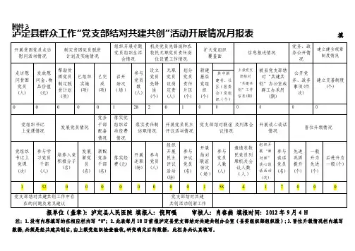 “党支部结对共建共创”活动开展情况月报表