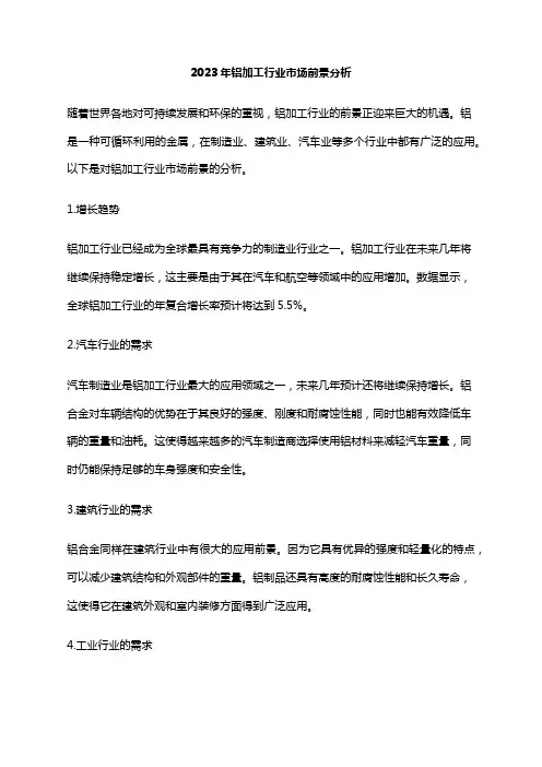 2023年铝加工行业市场前景分析