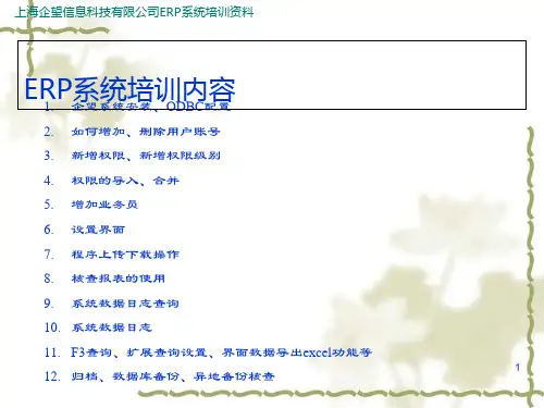 ERP系统管理员日常管理维护操作培训教材