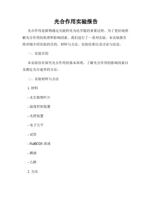 光合作用实验报告
