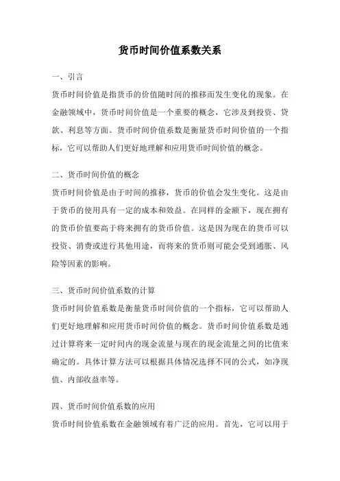 货币时间价值系数关系