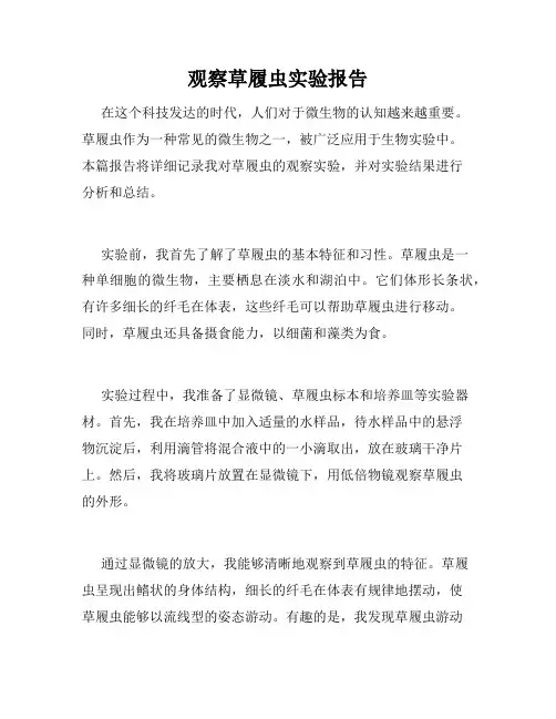 观察草履虫实验报告