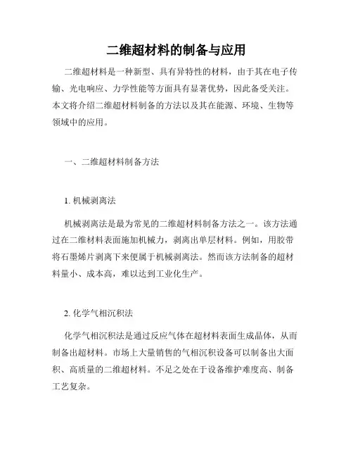 二维超材料的制备与应用