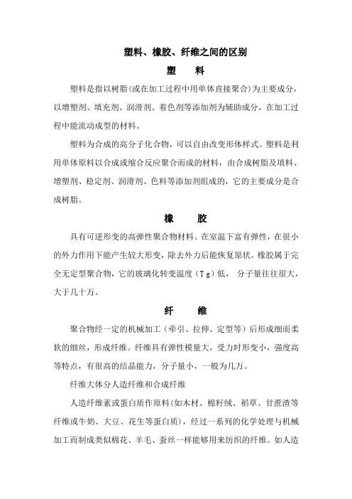 塑料、橡胶、纤维的区别