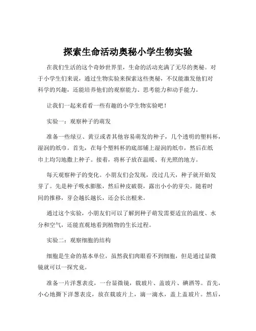 探索生命活动奥秘小学生物实验