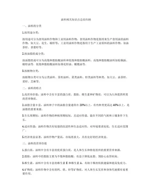 油料相关知识点总结归纳