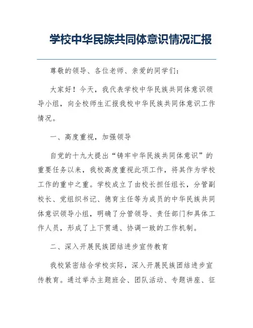 学校中华民族共同体意识情况汇报