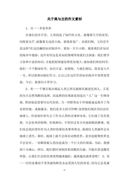 关于美与丑的作文素材