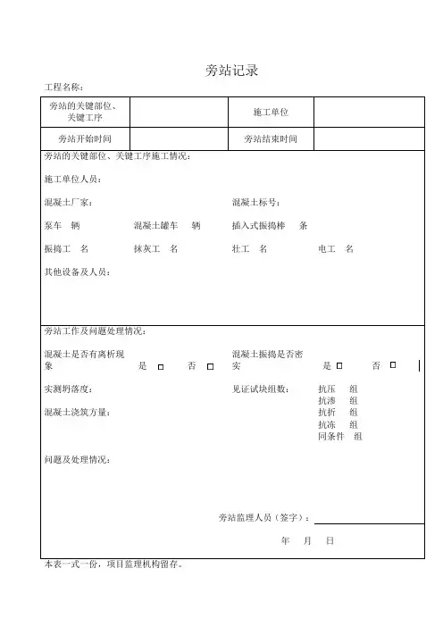 旁站记录表格