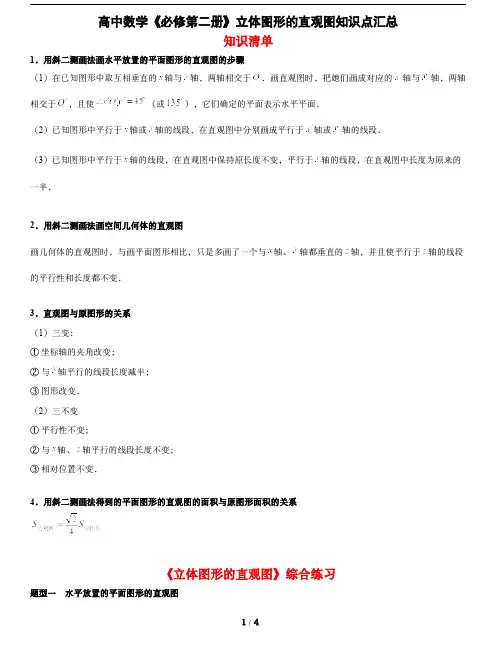 人教A版数学必修第二册第八章【高中数学《必修第二册》立体图形的直观图知识点汇总】